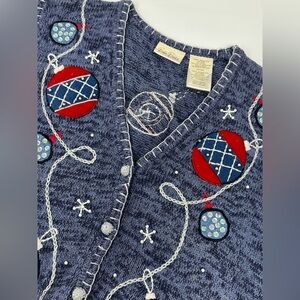 Vintage Bobbie Brooks Women’s Sz M Embroidered Christmas Sweater Vest K4